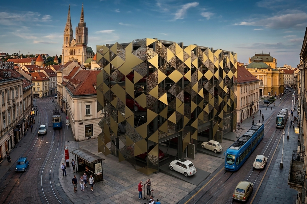 Ai Render example - Modular Automatic Garage placed in Zagreb